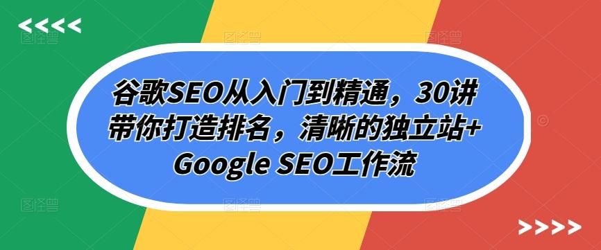 谷歌SEO从入门到精通，30讲带你打造排名，清晰的独立站+Google SEO工作流-知芽创业社