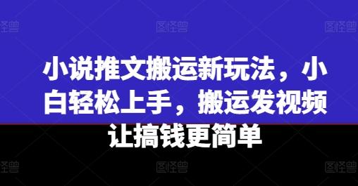小说推文搬运新玩法，小白轻松上手，搬运发视频让搞钱更简单-知芽创业社
