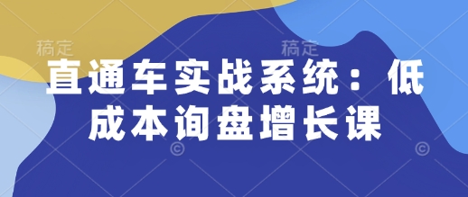 直通车实战系统：低成本询盘增长课，让个人通过技能实现升职加薪，让企业低成本获客，订单源源不断-知芽创业社