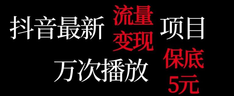 抖音流量变现，万次播放保底5元，额外收入-知芽创业社