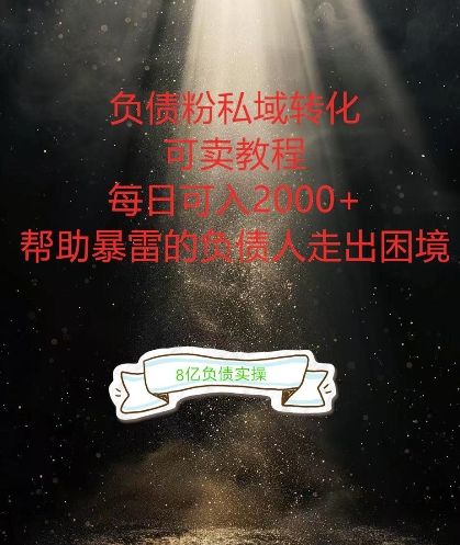 负债粉掘金计划，帮助负债者解决问题，债务规划，债务重组，最好的变现方式【揭秘】-知芽创业社