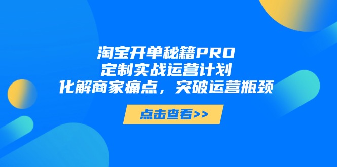 淘宝开单秘籍PRO，定制实战运营计划，化解商家痛点，突破运营瓶颈-知芽创业社
