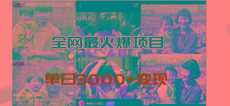 全网爆火的AI让老照片动起来教程，蹭热点日赚3000+，内含免费工具一键…-知芽创业社