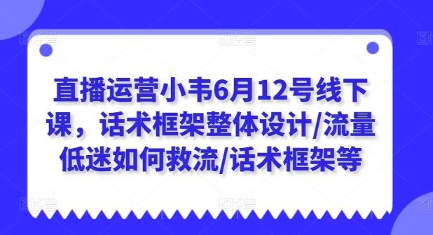直播运营小韦6月12号线下课，话术框架整体设计/流量低迷如何救流/话术框架等-知芽创业社