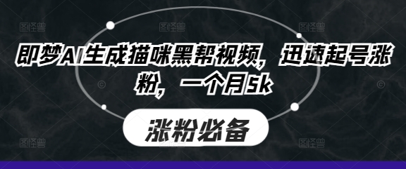 即梦AI生成猫咪黑帮视频，迅速起号涨粉，一个月5k-知芽创业社