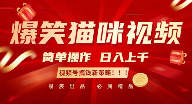 爆笑猫咪视频：简单操作，日入过K，视频号搞钱新策略【揭秘】-知芽创业社