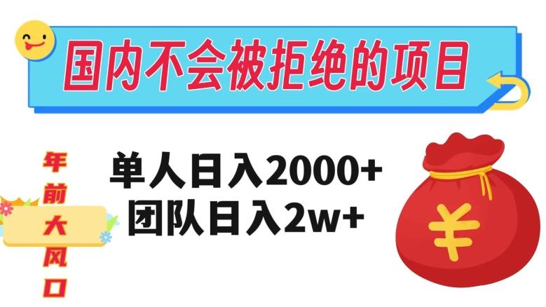 在国内不怕被拒绝的项目，单人日入2000，团队日入20000+【揭秘】-知芽创业社