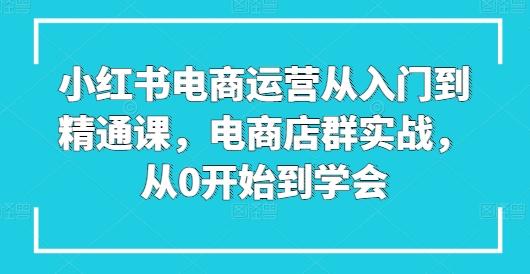 小红书电商运营从入门到精通课，电商店群实战，从0开始到学会-知芽创业社