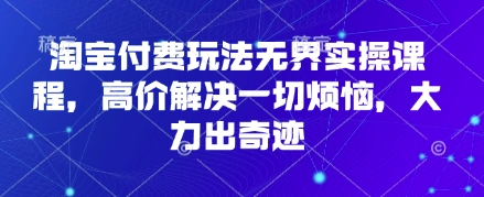 淘宝付费玩法无界实操课程，高价解决一切烦恼，大力出奇迹-知芽创业社