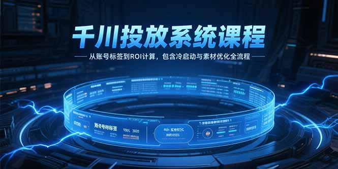 千川投放系统课程，从账号标签到ROI计算，包含冷启动与素材优化全流程-知芽创业社