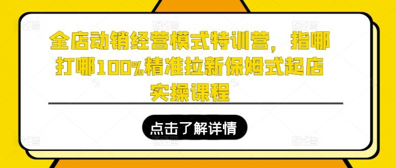 全店动销经营模式特训营，指哪打哪100%精准拉新保姆式起店实操课程-知芽创业社