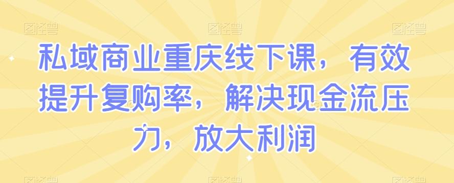 私域商业重庆线下课，有效提升复购率，解决现金流压力，放大利润-知芽创业社