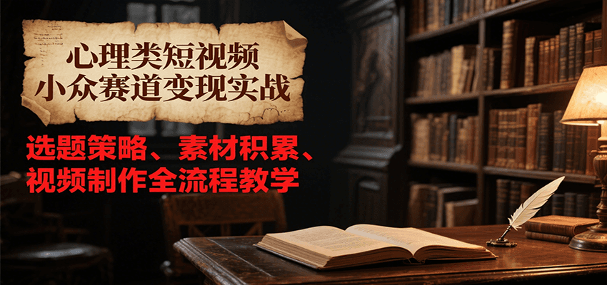 心理类短视频小众赛道变现实战，选题策略、素材积累、视频制作全流程教学-知芽创业社