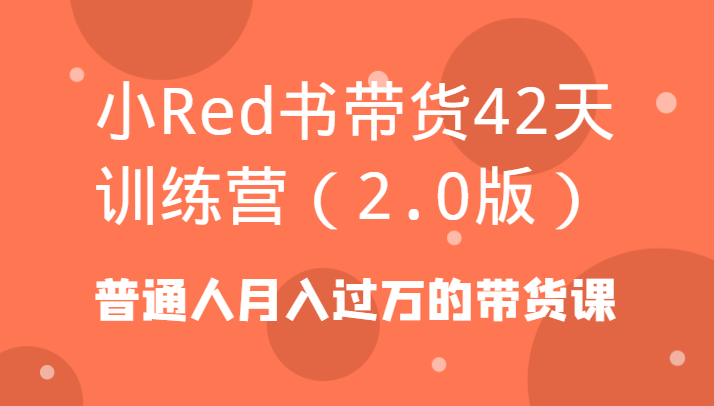 小Red书带货42天训练营(2.0版)普通人月入过万的带货课-知芽创业社