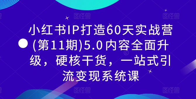 小红书IP打造60天实战营(第11期)5.0​内容全面升级，硬核干货，一站式引流变现系统课-知芽创业社