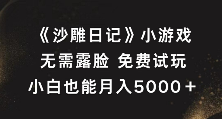 《沙雕日记》小游戏，无需露脸免费试玩，小白也能月入5000+【揭秘】-知芽创业社