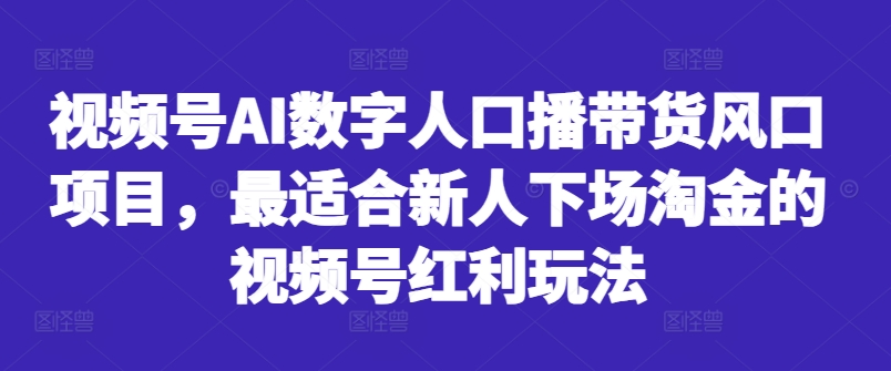 视频号AI数字人口播带货风口项目，最适合新人下场淘金的视频号红利玩法-小艾项目网