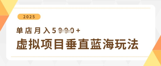 虚拟项目垂直玩法，实现单店月入5k+-知芽创业社