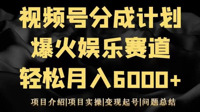 视频号创作分成计划之娱乐赛道轻松日入500+-知芽创业社