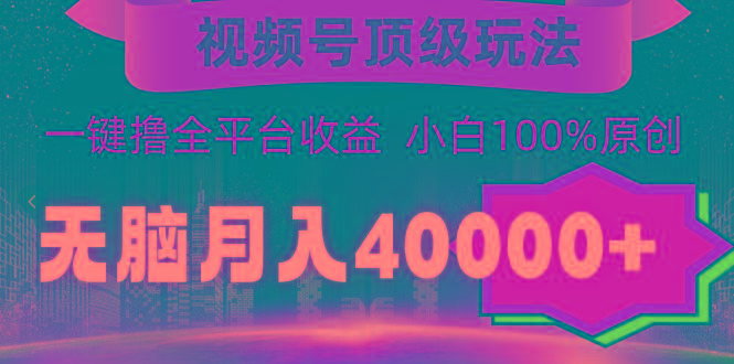 (9281期)视频号顶级玩法，无脑月入40000+，一键撸全平台收益，纯小白也能100%原创-知芽创业社