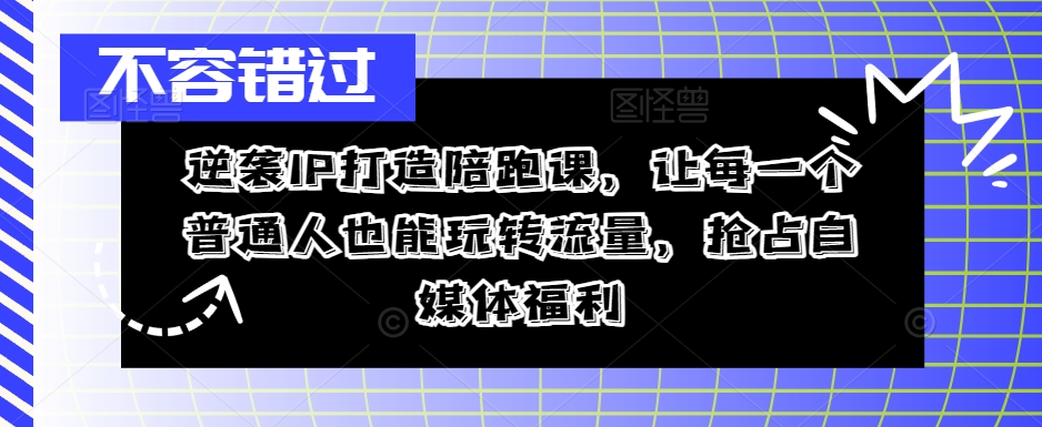 逆袭IP打造陪跑课，让每一个普通人也能玩转流量，抢占自媒体福利-知芽创业社