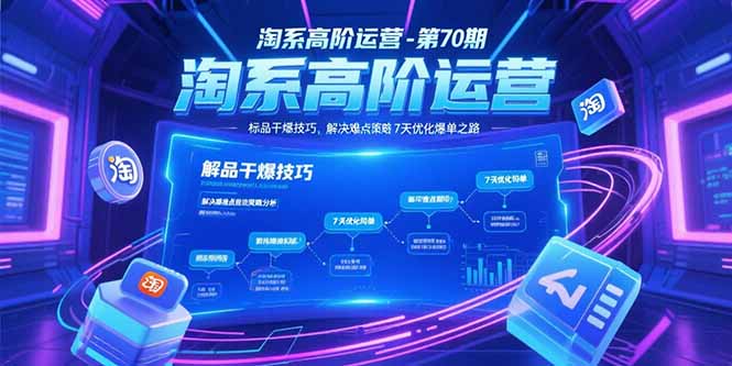 淘系高阶运营-第70期，标品干爆技巧，解决难点策略，大佬操盘方法-知芽创业社