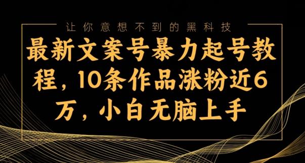 最新文案号暴力起号教程，10条作品涨粉近6万，小白无脑上手-知芽创业社