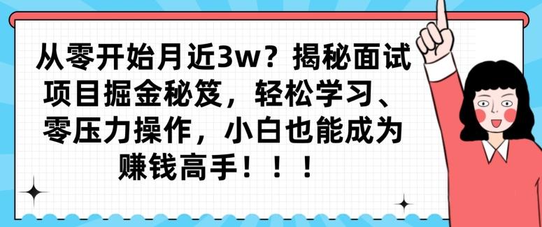 从零开始月近3w？揭秘面试项目掘金秘笈，轻松学习、零压力操作，小白也能成为赚钱高手-知芽创业社