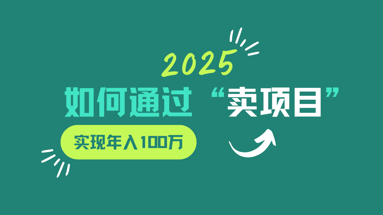 2025年如何通过“卖项目”实现年入100w-知芽创业社