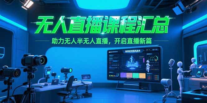 无人直播课程汇总，含非实时防风技术，助力无人半无人直播，开启直播新篇-小艾项目网