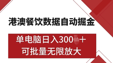港澳餐饮数据全自动掘金，单电脑日入多张, 可矩阵批量无限操作【揭秘】-知芽创业社