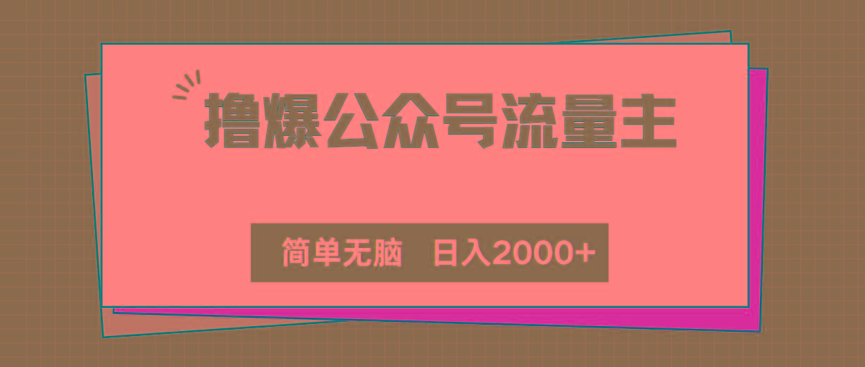 撸爆公众号流量主，简单无脑，单日变现2000+-知芽创业社