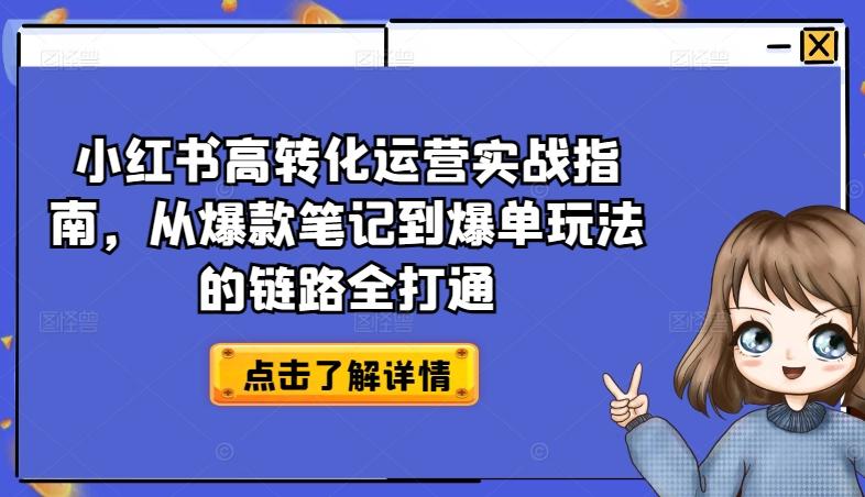 小红书高转化运营实战指南，从爆款笔记到爆单玩法的链路全打通-知芽创业社