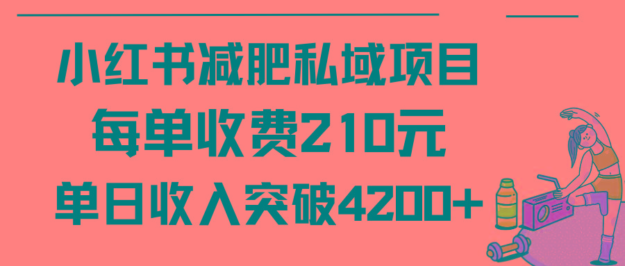 (9466期)小红书减肥私域项目每单收费210元单日成交20单，最高日入4200+-知芽创业社