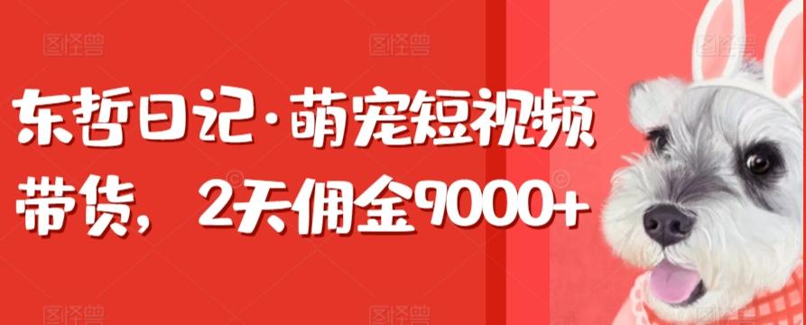 东哲日记·萌宠短视频带货，2天佣金9000+-知芽创业社