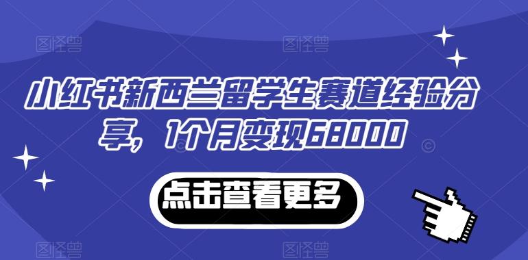 小红书新西兰留学生赛道经验分享，1个月变现68000【揭秘】-知芽创业社