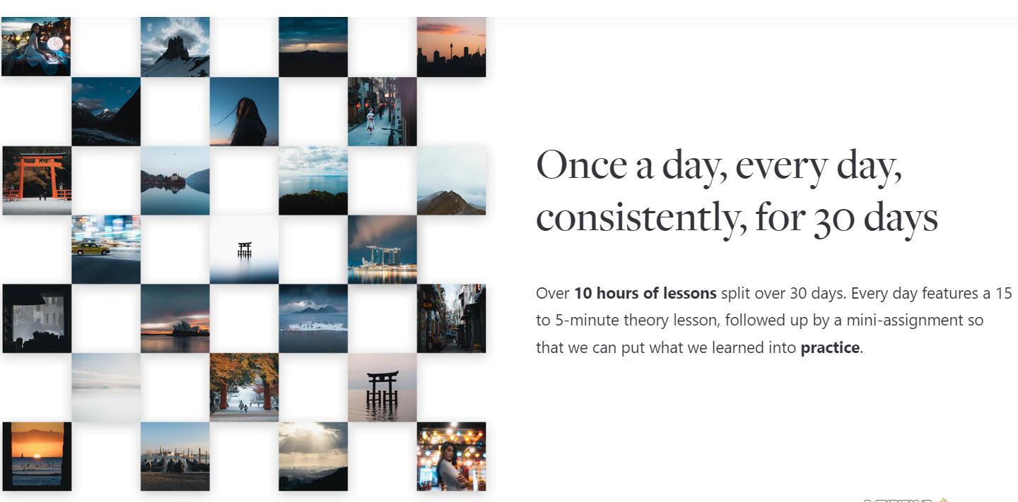 网红摄影师Pat Kay – 30天摄影基础知识加速器教程-30节课-中英字幕-知芽创业社