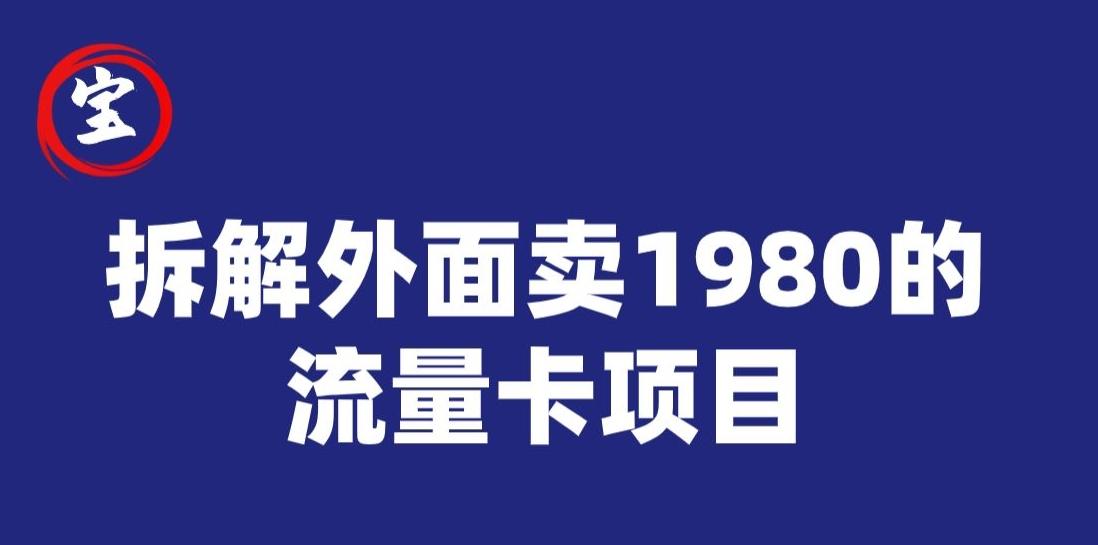 宝哥拆解外面卖1980手机流量卡项目，0成本无脑推广-知芽创业社