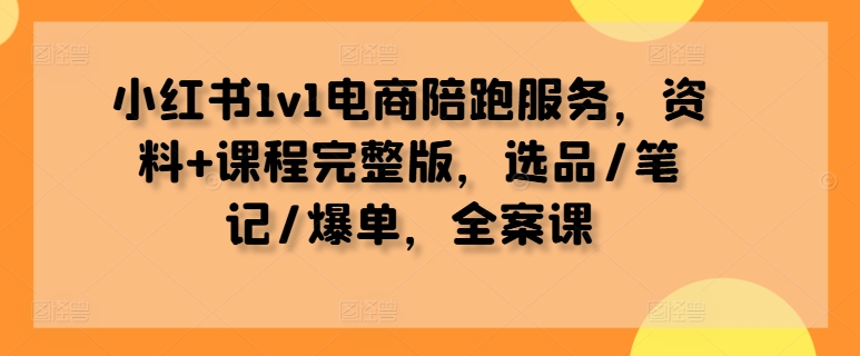 小红书1v1电商陪跑服务，资料+课程完整版，选品/笔记/爆单，全案课-知芽创业社