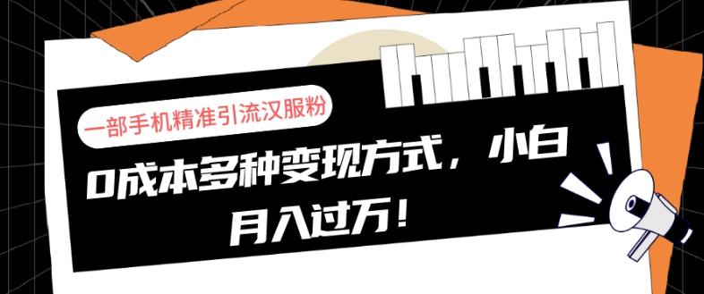 一部手机精准引流汉服粉，0成本多种变现方式，小白月入过万！-知芽创业社