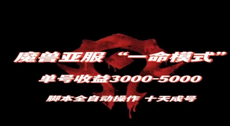 魔兽亚服一命模式，10天成号-单号3千-5千，脚本全自动操作，保姆级教学【揭秘】-知芽创业社