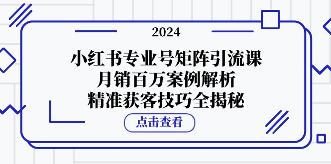 小红书专业号矩阵引流课，月销百万案例解析，精准获客技巧全揭秘-知芽创业社