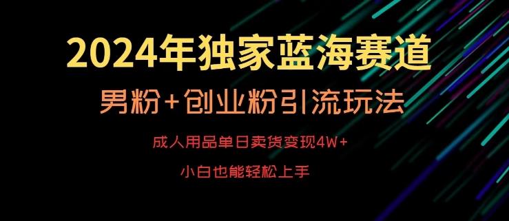 2024年独家蓝海赛道，成人用品单日卖货变现4W+，男粉+创业粉引流玩法，不愁搞不到流量【揭秘】-知芽创业社
