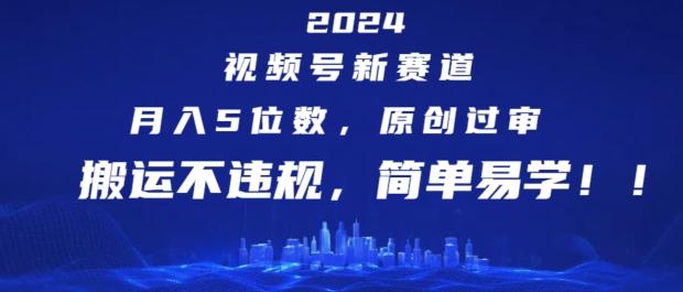 2024视频号新赛道，月入5位数+，原创过审，搬运不违规，简单易学【揭秘】-知芽创业社