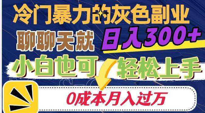 冷门暴利的副业项目，聊聊天就能日入300+，0成本月入过万【揭秘】-知芽创业社