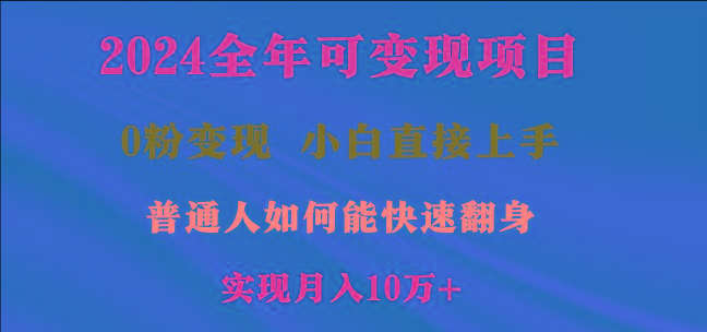 2024全年可变现项目，一天收益至少2000+，小白上手快，普通人就要利用互…-知芽创业社