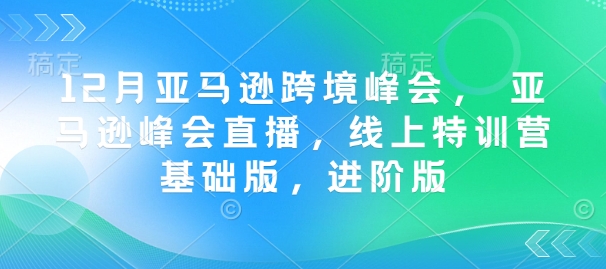 12月亚马逊跨境峰会， 亚马逊峰会直播，线上特训营基础版，进阶版-小艾项目网