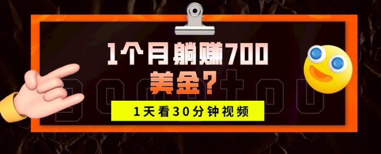 1天看30分钟视频，1个月躺赚700美金？-知芽创业社