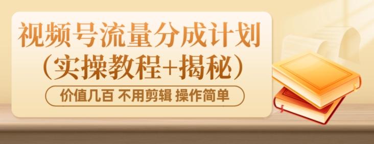 价值几百上千不用剪辑简单操作视频号流量分成计划（实操教程+揭秘）-知芽创业社