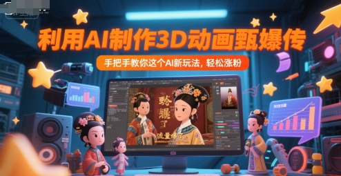 利用AI制作3D动画甄嬛传，流量爆了，手把手教你这个AI新玩法，轻松涨粉-知芽创业社